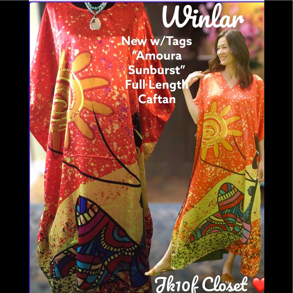 LOWEST🌺 NWT WINLAR VIVID SUNSET FULL LENGTH COVERUP/ CAFTAN